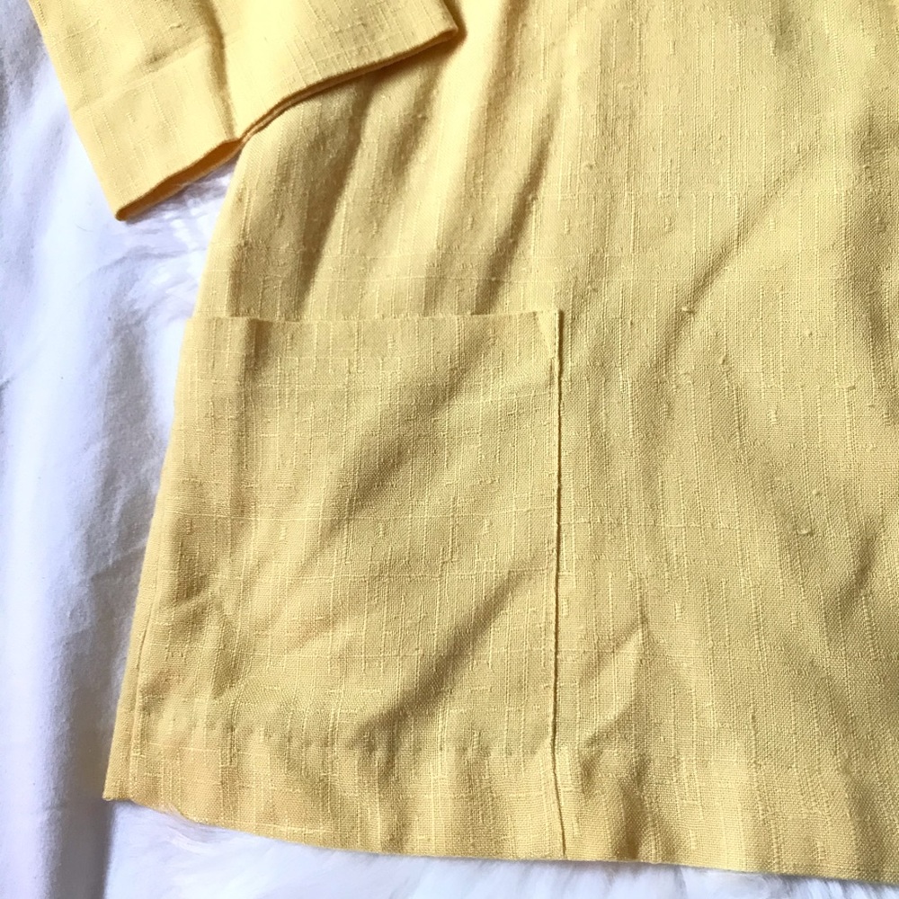 Joanna Yellow Blazer w/ Cropped Sleeves + Pockets, - Picture 2 of 6